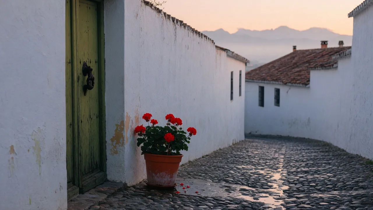 Calle de Granada al amanecer, sin personas.